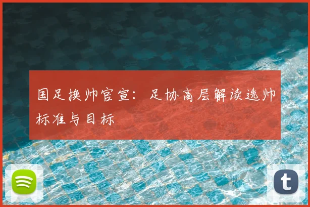 国足换帅官宣:足协高层解读选帅标准与目标